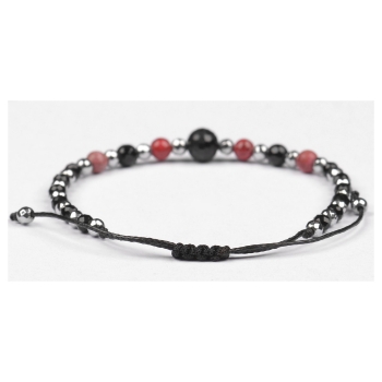 Bransoletka celebrytka czarny TURMALIN JASPIS HEMATYT ochrona i energia